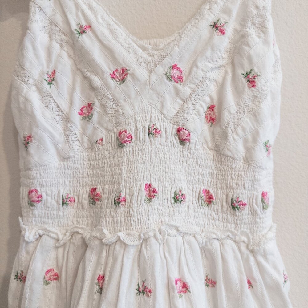 LoveShackFancy Finny Dress Embroidered Floral White Mini Dress, Size Small - Picture 5 of 10